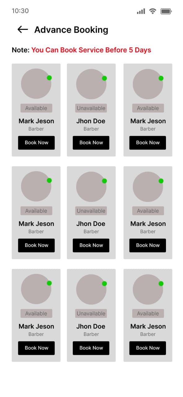 Barber – UI/UX Figma screen 3