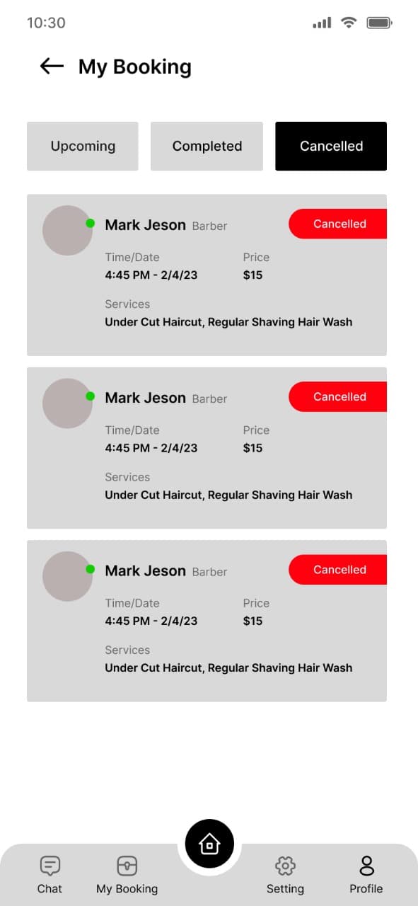 Barber – UI/UX Figma screen 5